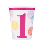 Pink Dots First Birthday 9 Oz Cups