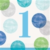 Blue Dots First Birthday Beverage Napkins