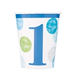 Blue Dots First Birthday 9 Oz Cups