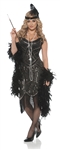 Gatsby Girl Black Beaded Flapper Costume - Adult Large