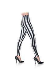 BLACK/WHITE STRIPED LEGGINGS XS