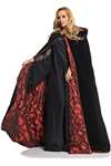 Black Velvet Cape with Red Satin Embellished Lining