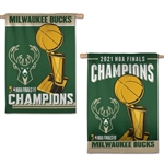 World Champions Milwaukee Bucks Vertical Flag - 2-Sided