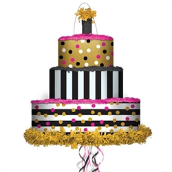 Pink And Gold Confetti Cake 3D Shaped Pinata