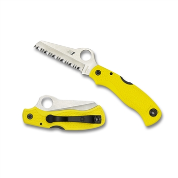 Spyderco Saver Salt Clipit Knife - H2 Steel SpyderEdge Blade, Yellow FRN Handle