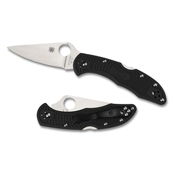 Spyderco Delica 4 Knife - Lightweight Black, Flat Ground