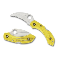 Spyderco Dragonfly 2 Salt Hawkbill Knife - H1 Steel SpyderEdge Blade, Yellow FRN Handle