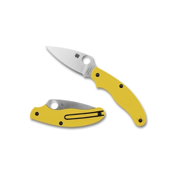 Spyderco Penknife Salt Knife - LC200N Steel Plain Blade, Yellow FRN Handle