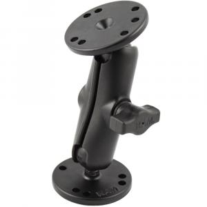 RAM Mount 1&quot; Ball Double Socket Arm w/2 2.5&quot; Round Bases - AMPS Hole Pattern [RAM-B-101U]