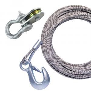 Powerwinch 25' x 7/32&quot; Stainless Steel Universal Premium Replacement Galvanized Cable w/Pulley Block [P1096500AJ]