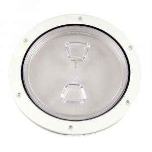 Beckson 6&quot; Clear Center Screw Out Deck Plate - White [DP60-W-C]