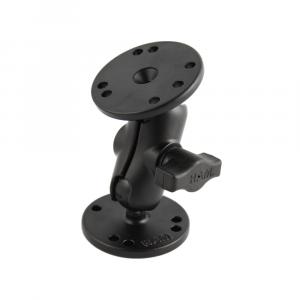 RAM Mount 1&quot; Ball Double Socket Short Arm w/ 2 2.5&quot; Round Bases [RAM-B-101-A]