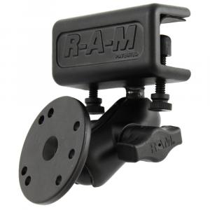 RAM Mount Glare Shield Clamp Mount w/Short Double Socket Arm &amp; Round Base Adapter w/AMPs Hole Pattern [RAM-B-177-202U]