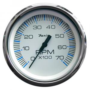 Faria Chesapeake White SS 4&quot; Tachometer - 7000 RPM (Gas) (All Outboards) [33817]