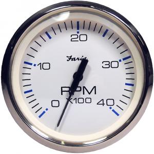 Faria Chesapeake White SS 4&quot; Tachometer - 4000 RPM (Diesel) (Magnetic Pick-Up) [33818]