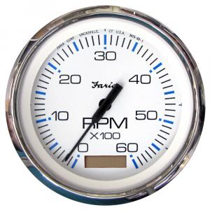 Faria Chesapeake White SS 4&quot; Tachometer w/Hourmeter - 6000 RPM (Gas)(Inboard) [33832]