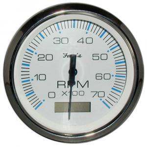 Faria Chesapeake White SS 4&quot; Tachometer w/Hourmeter - 7000 RPM (Gas) (Outboard) [33840]