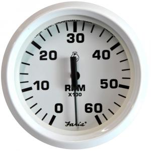 Faria Dress White 4&quot; Tachometer - 6000 RPM (Gas) (Inboard  I/O) [33103]