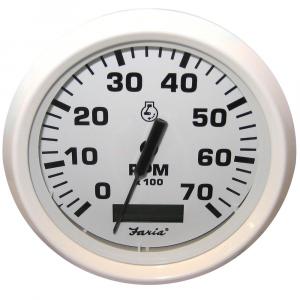 Faria Dress White 4&quot; Tachometer w/Hourmeter - 7000 RPM (Gas) (Outboard) [33140]