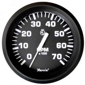 Faria Euro Black 4&quot; Tachometer - 7,000 RPM (Gas - All Outboard) [32805]