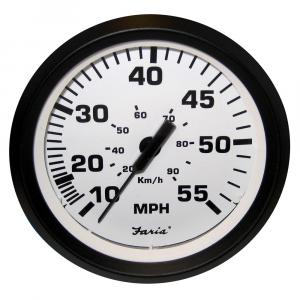Faria Euro White 4&quot; Speedometer - 55MPH (Pitot) [32909]