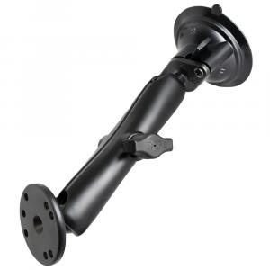 RAM Mount Twist Lock Suction Cup Mount w/Long Double Socket Arm &amp; 2.5&quot; Round Base - AMPS Hole Pattern (9&quot; Length) [RAM-B-166-C-202U]