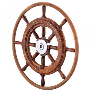 Edson 30&quot; Teak Yacht Wheel w/Teak Rim  Chrome Hub [603CH-30]
