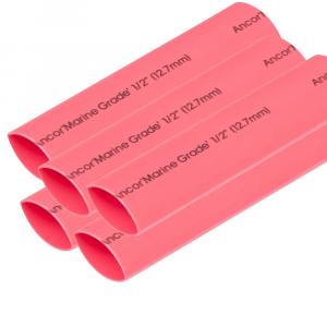 Ancor Heat Shrink Tubing 1/2&quot; x 6&quot; - Red - 5 Pieces [305606]