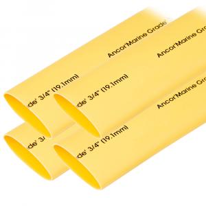 Ancor Heat Shrink Tubing 3/4&quot; x 6&quot; - Yellow - 4 Pieces [306906]