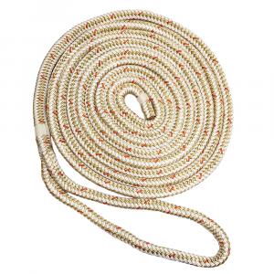 New England Ropes 3/8&quot; Double Braid Dock Line - White/Gold w/Tracer - 25 [C5059-12-00025]