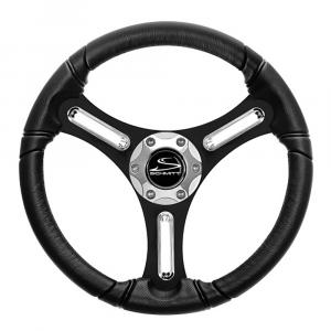 Schmitt Marine Torcello 14&quot; Wheel - 03 Series - Polyurethane Wheel w/Chrome Spoke Inserts  Cap - Black Brushed Spokes - 3/4&quot; Tapered Shaft [PU031104-12]