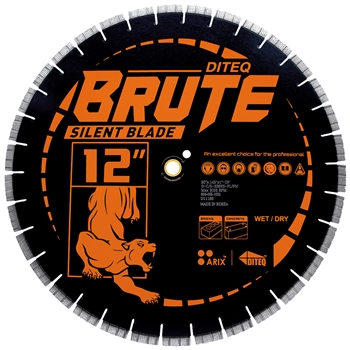 DITEQ C/S-32BR BRUTE Silent 12" X .125" x 1"-20mm+DP Arix Diamond Hard Concrete W/Rebar Blade