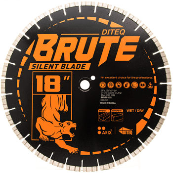 DITEQ C/S-32BR BRUTE Silent 18" X .125" x 1"+DP Arix Diamond Hard Concrete W/Rebar Blade
