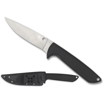 Spyderco Waterway Knife - LC200N Steel Plain Blade, Black G-10 Handle