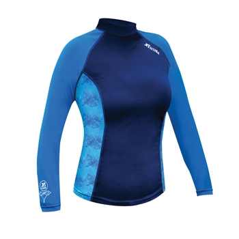 XS Scuba Blue Hibiscus Women's Rashguard