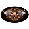 Oval Skull and Wings Biker to the Bone Harley Sign