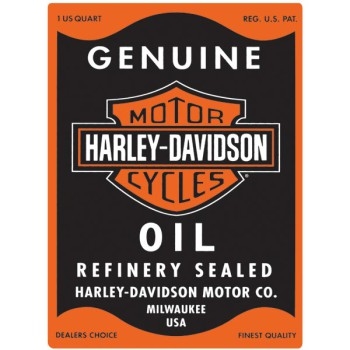 Rectangular Black  &  Orange Geniune Harley Motor Oil Sign