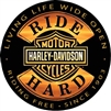 Tin Black  &  Gold Harley Ride Hard Sign - Round - Shop.LVHD.com