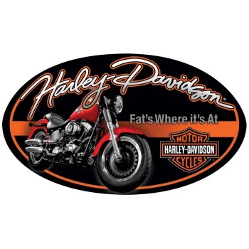 Oval Black  &  Orange Harley Fat's Where It's At Bar Sign