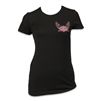 Black Cotton Ladies Las Vegas Harley with Winged Pink Heart Shield