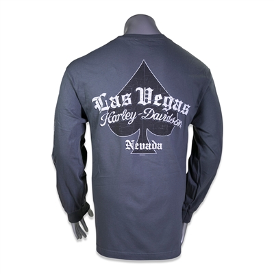 Harley-Davidson Las Vegas Nevada ロングスリーブ Grey Longsleeved Las Vegas Harley Davidson Playing Cards Shirt