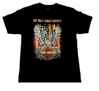 Men's American Flag  &  Winged Logo Harley-Davidson Tshirt-Black