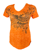 Light Orange Textured V-Neck w &  Delicate Harley Las Vegas Art