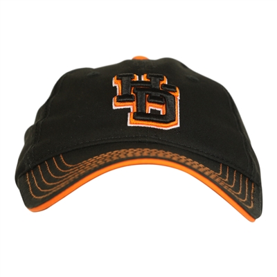 Black  &  Orange Harley-Davidson Baseball Cap w &  Raised Embroidered HD