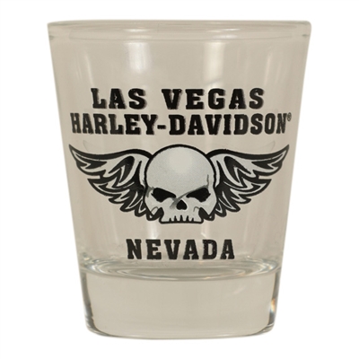 Las Vegas Harley-Davidson Clear Winged Skull Shotglass