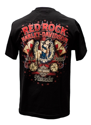 Men's Tatted Rocker Red Rock Harley Black Tshirt w &  Vintage Babe