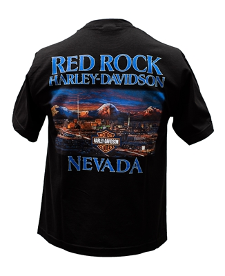 Men's Red Rock Harley Vegas Eagle Skyline Tshirt - Black