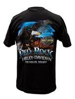 Men's Black Red Rock Harley Eagle  &  Mountain Range Tshirt