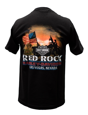 Men's Ride Free Ride Proud American Hero Red Rock Harley Shirt