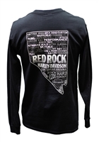Men's Longsleeved Grey Red Rock Harley 'Nevada' Tshirt